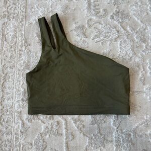 Fabletics Asymmetric One-Shoulder Sports Bra Top - Olive Green